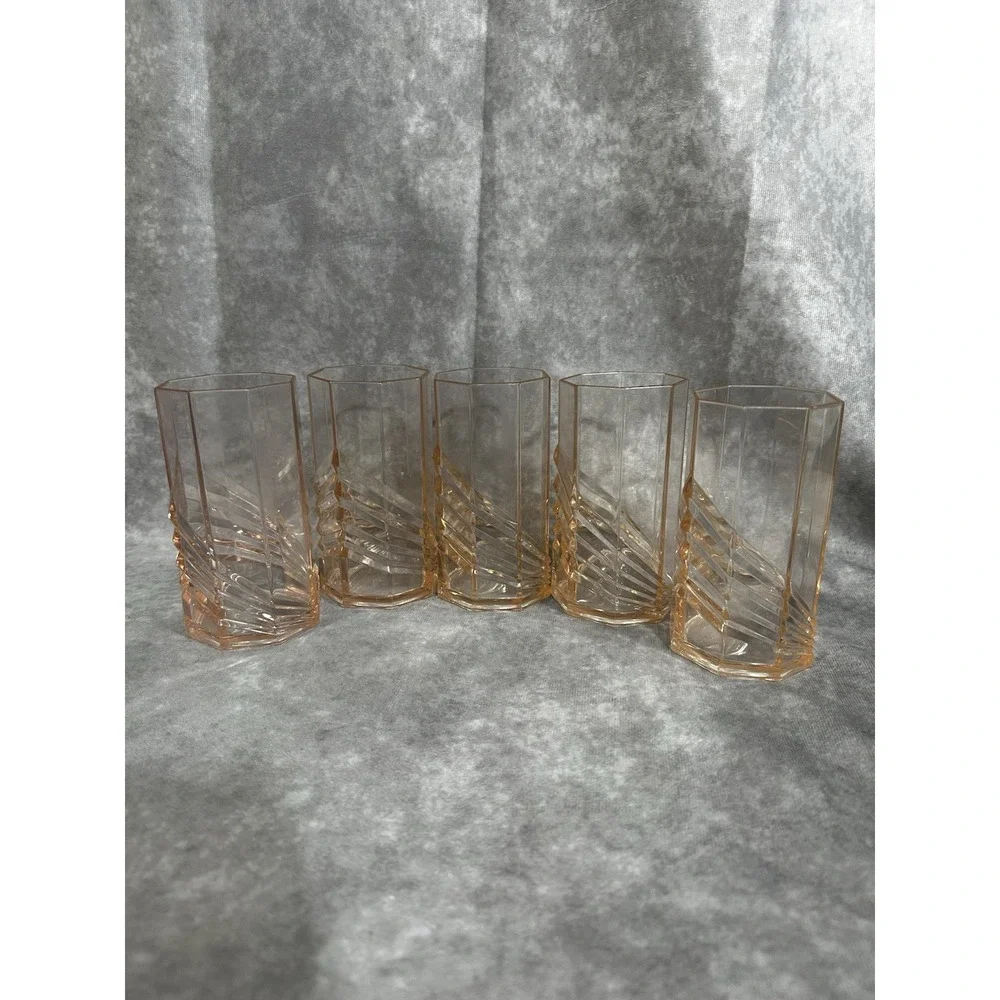 Vintage Art Deco Style 1980S Plastic Drink Tall Drinking Cups Dusty Pink